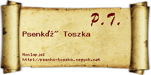 Psenkó Toszka névjegykártya