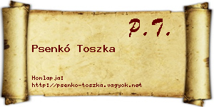 Psenkó Toszka névjegykártya